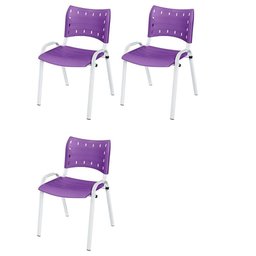 Cadeira Iso Base Branco Igreja, Escola, Escritório - Violeta Kit 3 Peças - 2