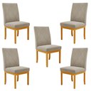 Ver imagem 1 de Kit 5 Cadeiras de Sala de Jantar Estofadas Gomes Madeira Maciça Suede Bege G78 - Gran Belo Cadeira d