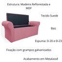 Ver imagem 3 de Calçadeira Sapatos Baú Cancun Estofada 90cm Solteiro Suede