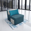 Ver imagem 1 de Poltrona Cama Cx_nu que Se Transforma em Sofá Cama de Solteiro em Sued/sarja Azul