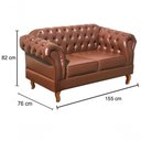 Ver imagem 2 de Sofá Dom Pedro 2 Lugares 155cm Fixo Caramelo Couro Sintético Bella Decor