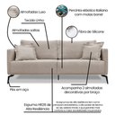 Ver imagem 6 de Kit Poltrona e Sofá Living 2 Lugares 1,80m Sirius Linho Pés Metálicos - Pallazio Areia