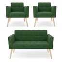 Ver imagem 1 de Kit 1 Sofá Namoradeira e 2 Poltronas Elisa Suede Pés Palito Natural - D'Rossi Cor Verde