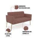 Ver imagem 6 de Sofá Namoradeira e Poltrona Base Pé de Ferro Dourado Elisa Veludo Rosê D03 - D'Rossi