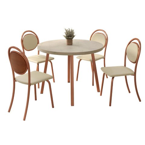 Conjunto Sala de Jantar 4 Cadeiras Tessa Carraro Petra Rosê