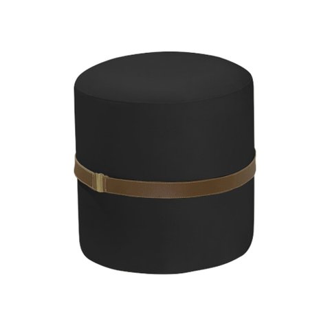 Puff Decorativo Old com Cinto Estofado em Veludo Preto
