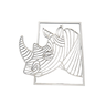 Quadro Decorativo Rinoceronte 30x30 Cm Branco - 1