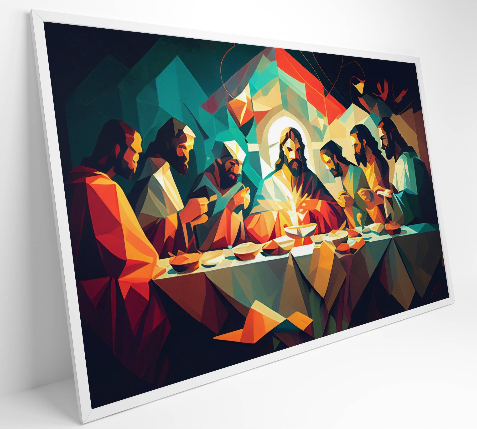 Quadro Jesus Cristo e a Última Ceia Decor&quadros Div017 120x80 Cm Vidro Acrílico - 4