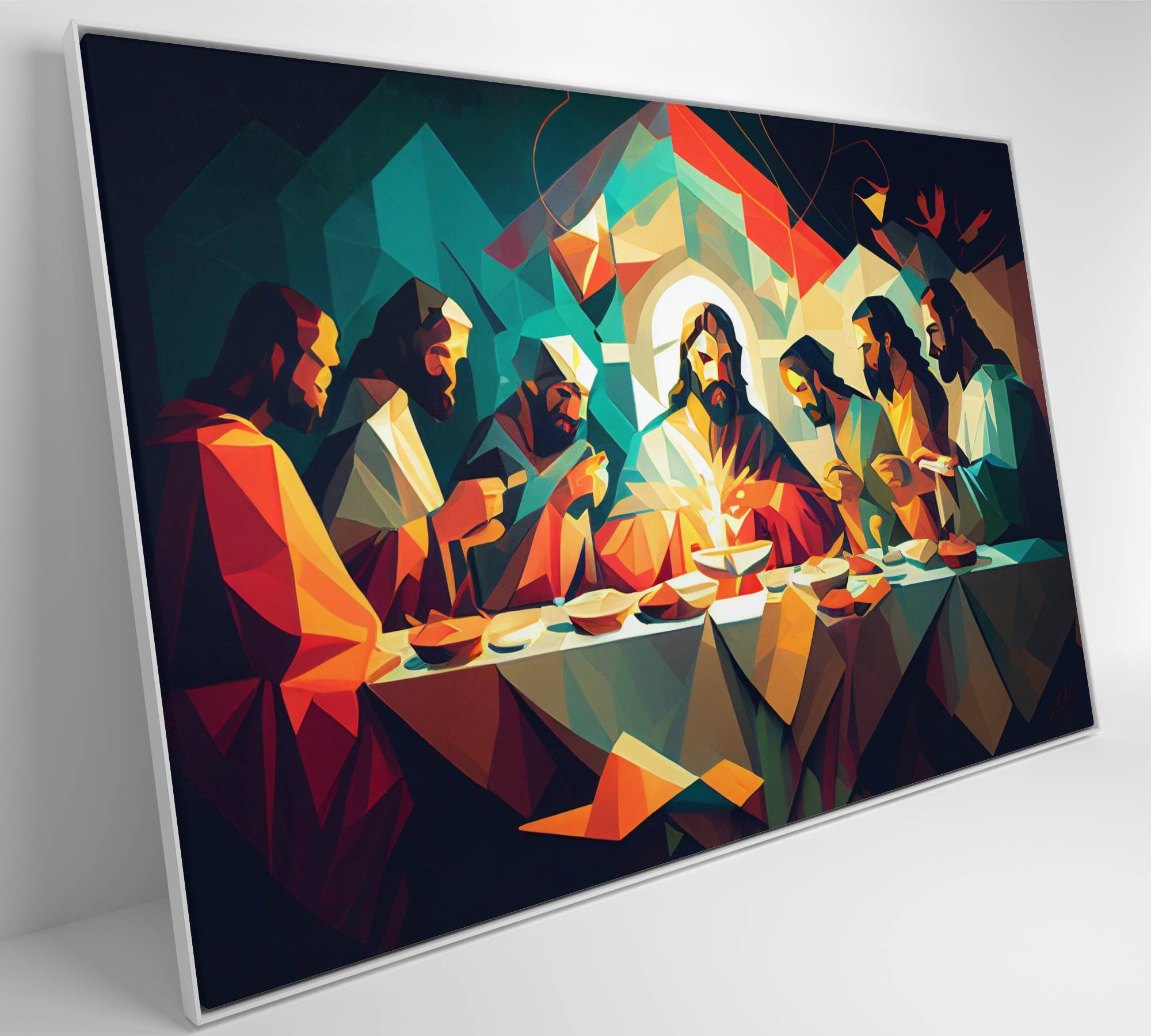 Quadro Jesus Cristo e a Última Ceia Decor&quadros Div017 120x80 Cm Vidro Acrílico - 6