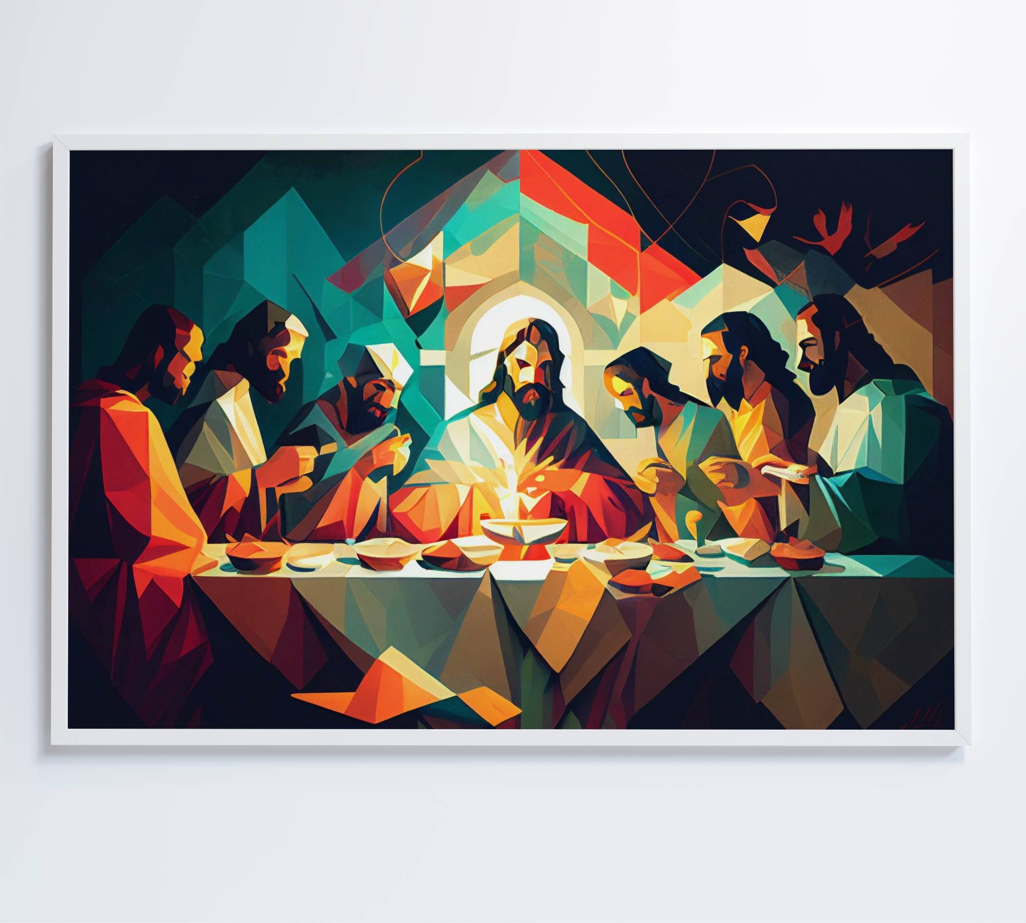 Quadro Jesus Cristo e a Última Ceia Decor&quadros Div017 120x80 Cm Vidro Acrílico