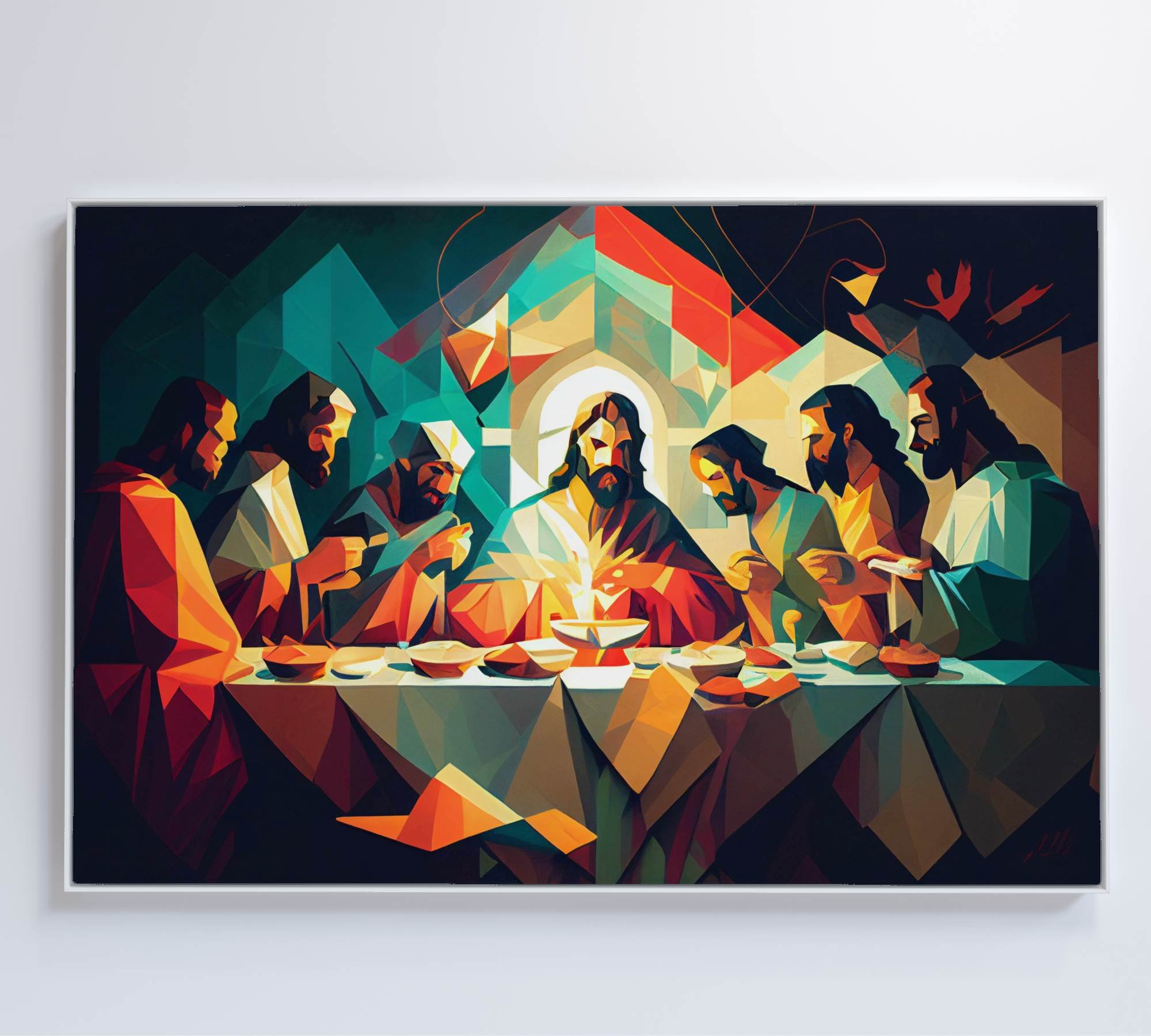 Quadro Jesus Cristo e a Última Ceia Decor&quadros Div017 120x80 Cm Vidro Acrílico - 5