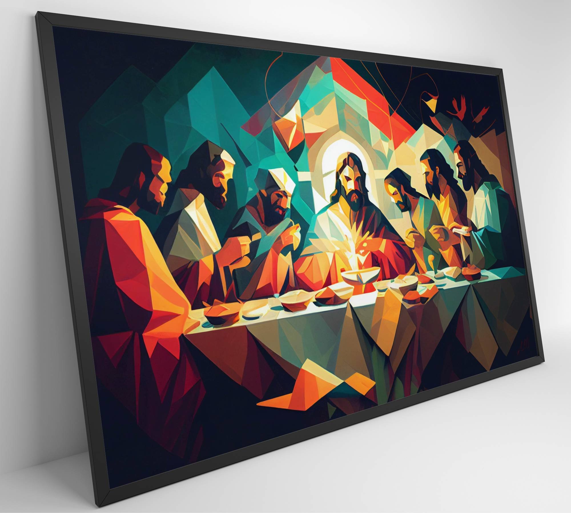 Quadro Jesus Cristo e a Última Ceia Decor&quadros Div017 120x80 Cm Vidro Acrílico - 8