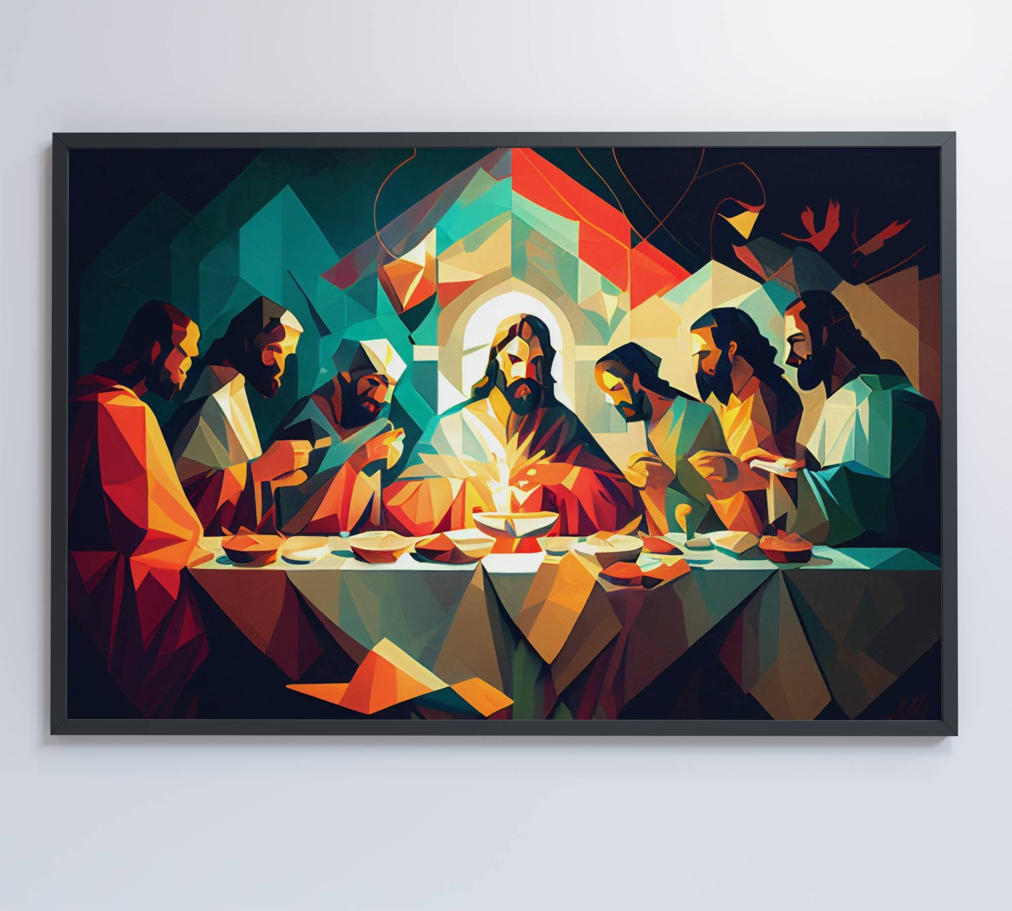 Quadro Jesus Cristo e a Última Ceia Decor&quadros Div017 120x80 Cm Vidro Acrílico - 3