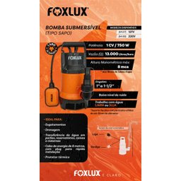 Bomba D'água Submersível 1cv 750w 220v Foxlux - 9