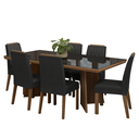 Ver imagem 3 de Conjunto Sala de Jantar Tampo de Vidro 6 Cadeiras Rustic/Preto/Oxford Pienza Madesa