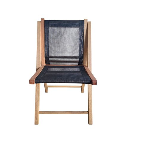 Cadeira de Madeira Fixa sem Braço com Tela Sling Natural – Preebel Tela Sling Preto