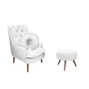 Ver imagem 1 de Kit Amamentação Poltrona, Puff e Almofada Suede Branco Dominic Decor Lille