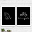 Ver imagem 2 de Kit 2 Quadros Ore Espere E Confie 24x18cm - com vidro:Madeira preta