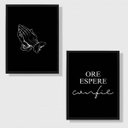 Ver imagem 1 de Kit 2 Quadros Ore Espere E Confie 24x18cm - com vidro:Madeira preta