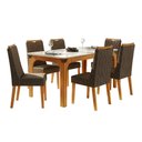 Ver imagem 1 de Conjunto Sala de Jantar Mesa Tampo em Vidro 1,60m Mel 6 Cadeiras Bel