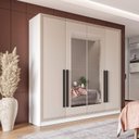 Ver imagem 1 de Guarda Roupa 161,1cm 4 Portas com Espelho 240851 Valência Politorno Móveis