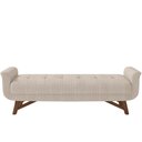 Ver imagem 3 de Kit Cabeceira Cama Box Casal 140 Cm Paris com Puff Recamier Itália Linho Creme - Lyam Decor