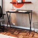 Ver imagem 5 de Mesa Escrivaninha Compacta Dobrável com Pés em Aço 94 Cm Preto com Grafite Preto com Grafite