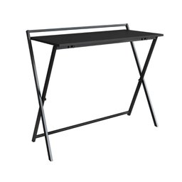 Mesa Escrivaninha Compacta Dobrável com Pés em Aço 94 Cm Preto com Grafite Preto com Grafite - 2