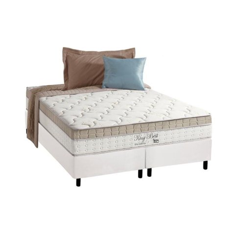 Cama Box King: Colchão Molas Masterpocket Ensacadas Anjos King Best + Base Branco(193x203)