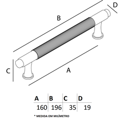 Puxador Zigrinato IL 1570 - Grafite- 160MM - 4