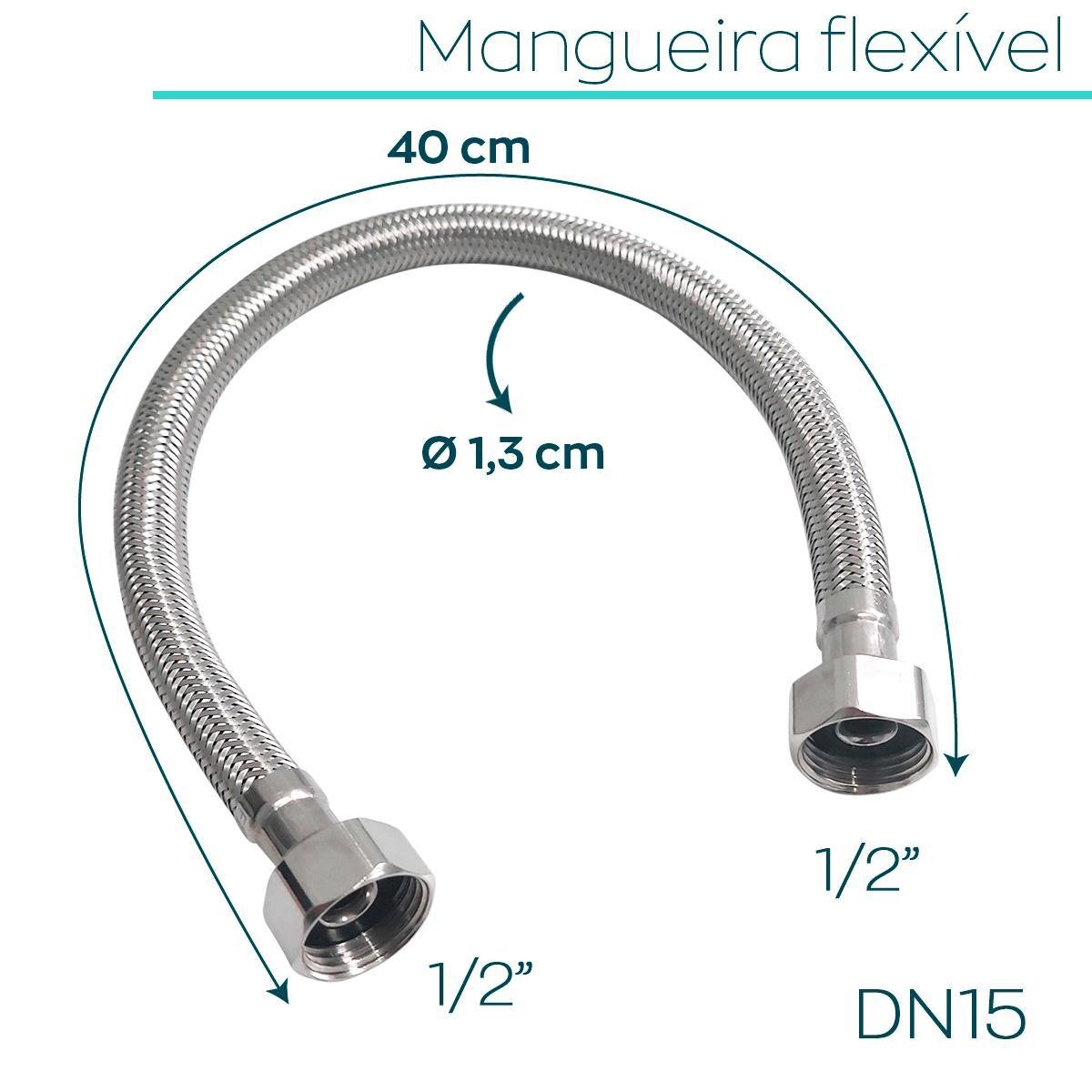 Mangueira Torneira Flexivel Fêmea X Fêmea Inox 304 Trançado - 4