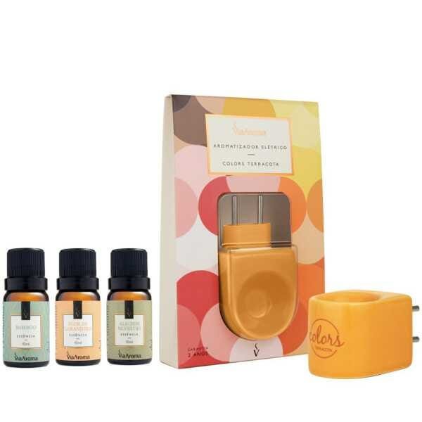 Aromatizador Difusor Elétrico Colors Terracota Porcelana Laranja + 3 ...