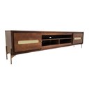 Ver imagem 1 de Rack Sala Tv até 75 Polegadas Paraty 220 Cm Laminado Madeira Pés Metal e Palhinha Pinhão