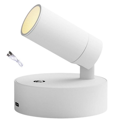 Luminaria Arandela Led 3 Tons Usb Bateria Recarregavel Mesa Parede Sala Quarto Iluminaçao Direcional