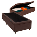 Ver imagem 1 de Cama Box Bau Solteiro Blindado Nature Marrom 88x188