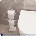 Ver imagem 3 de Porta Papel Higiênico Piso Chão Duplo Estilo Moderno Lavabos Banheiros Anti Ferrugem Base Silicone