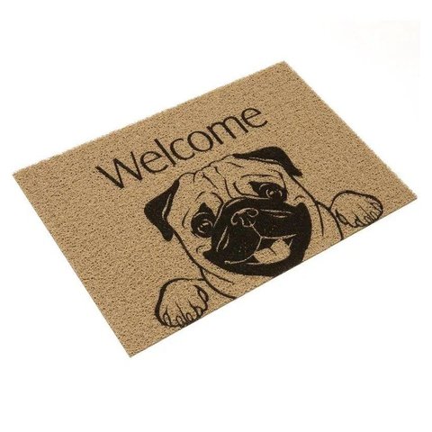 Tapete Vinil Pet Pug Welcome 60cm X 40cm