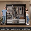 Ver imagem 6 de Guarda-roupa Casal 3 Portas de Correr com Espelhos 4 Gavetas Preto Sublime Plus Madesa