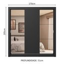 Ver imagem 4 de Guarda-roupa Casal 3 Portas de Correr com Espelhos 4 Gavetas Preto Sublime Plus Madesa