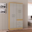 Ver imagem 7 de Cômoda 867 4 Gavetas com Guarda Roupa Solteiro Milão 4 Portas Damasco Off White - Poquema