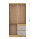 Ver imagem 3 de Cômoda 867 4 Gavetas com Guarda Roupa Solteiro Milão 4 Portas Damasco Off White - Poquema