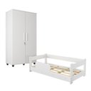 Ver imagem 1 de Kit Quarto Infantil Cama Montessoriana Baby + Colchão + Roupeiro Ouro com Chave Branco