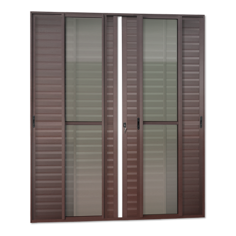 Porta Correr Venez.6F.Móv.210x240 Elite c/Fechad.Tet.V.Lis.Marrom Corten Brimak