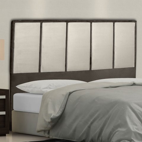 Cabeceira Cama Box King Napoli 195 Cm Suede Marrom e Bege Claro - MV Estofados Shop