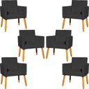 Ver imagem 1 de Kit 6 Poltronas para Recepção Nina Suede Cores Pé Palito 30cm Castanho - Suede