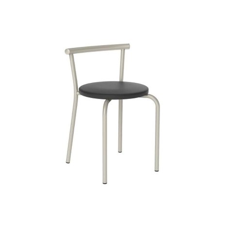 Kit 2 Banqueta de Cozinha 105 2 Un Prata - Assento Courano Preto - Carraro