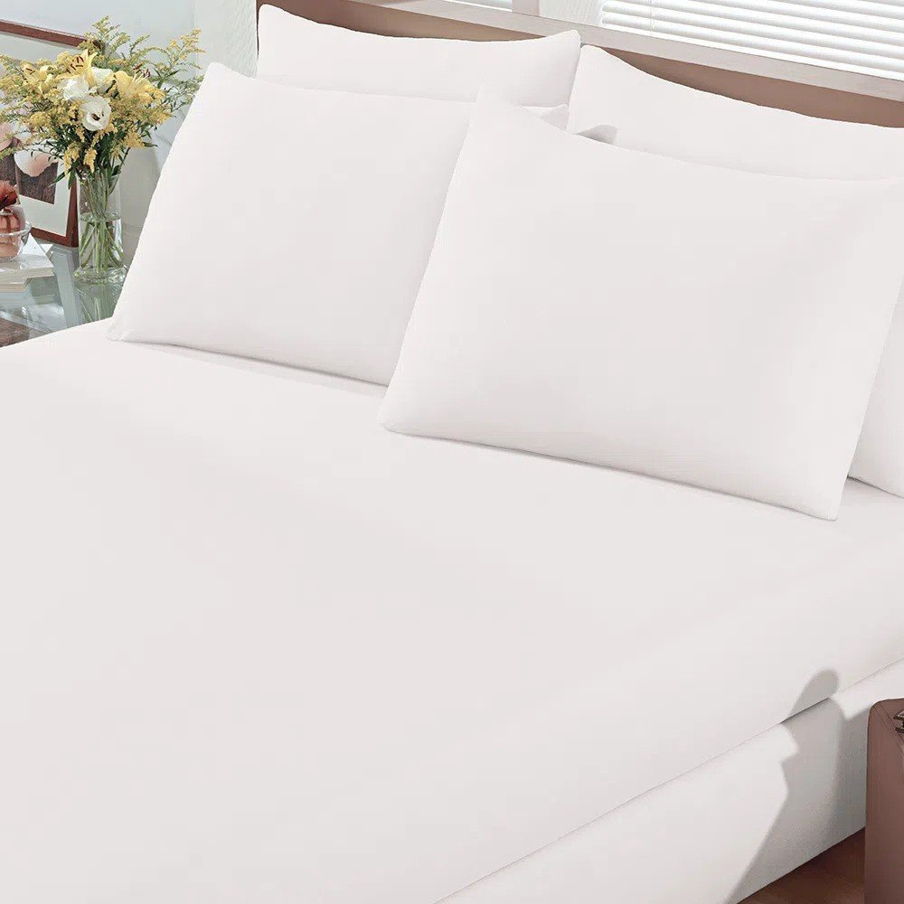 Jogo de Cama Casal 3 Peças Basic Rolinho Liso Malha Buettner basic63021000 Branco - 3