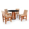 Conjunto Mesa de Jantar Talia 100cm Preta com 4 Cadeiras Sofia - MadeDecor:Bege - 1