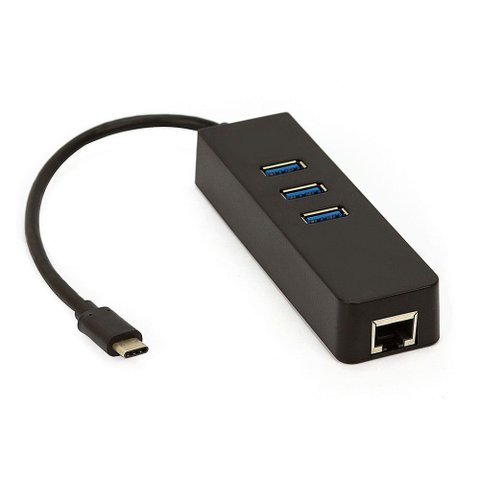 Hub Adaptador Usb-c com 3 Portas Usb, Rede - Preto