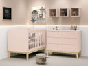 Ver imagem 1 de Jogo de Quarto para Bebê Classic New Rosa Fosco com Natural - MoveisAqui